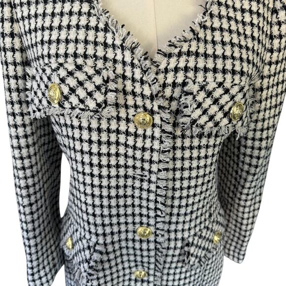 Derek Lam Constance Frayed Jacket Dress Gold Buttoned Size 8 Ivory Black NWT - Picture 8 of 13